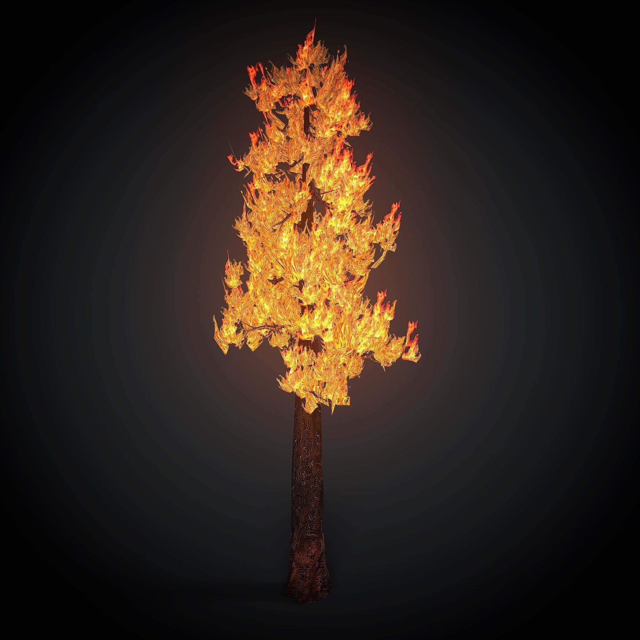 Burning tree big Low-poly 3D model_3