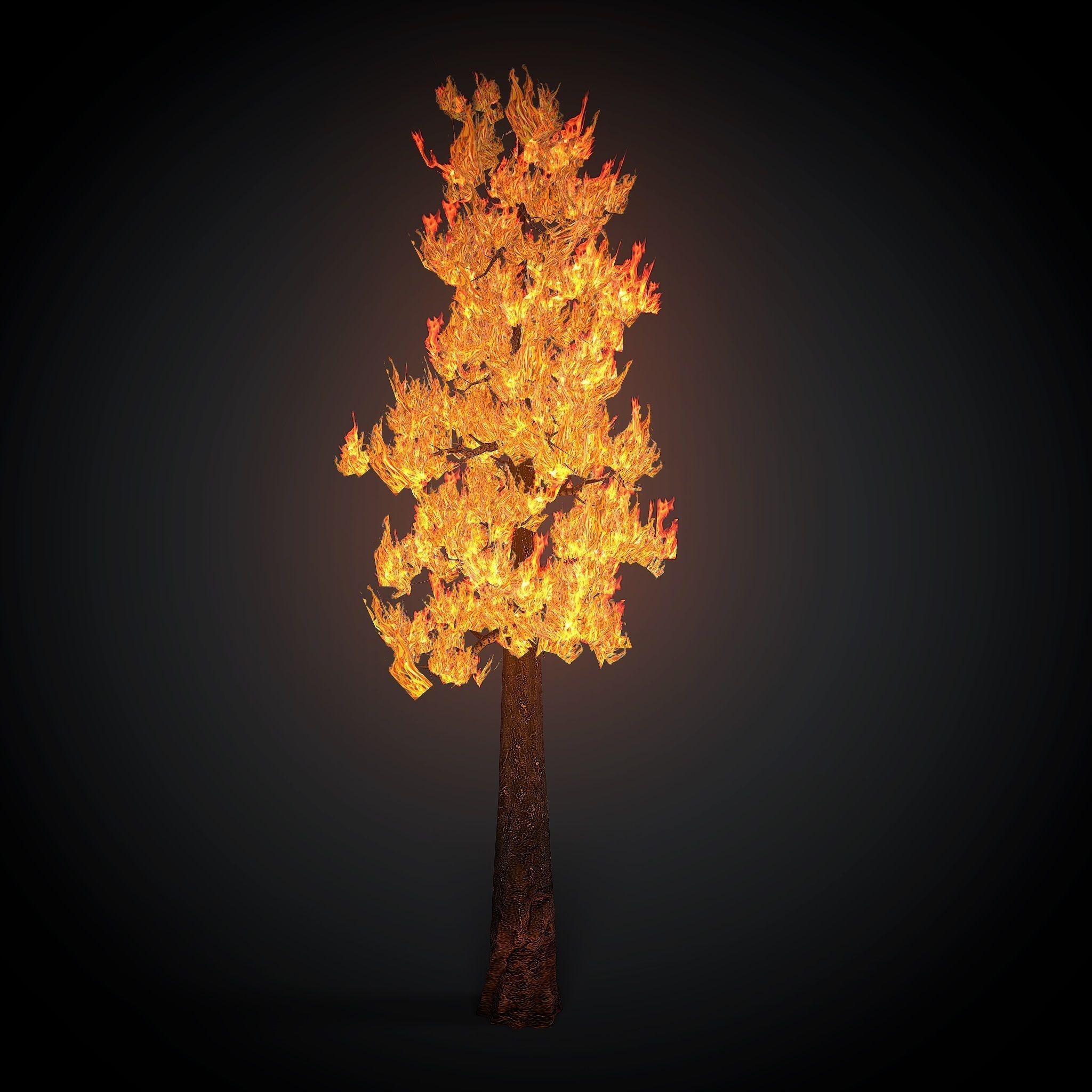 Burning tree big Low-poly 3D model_2