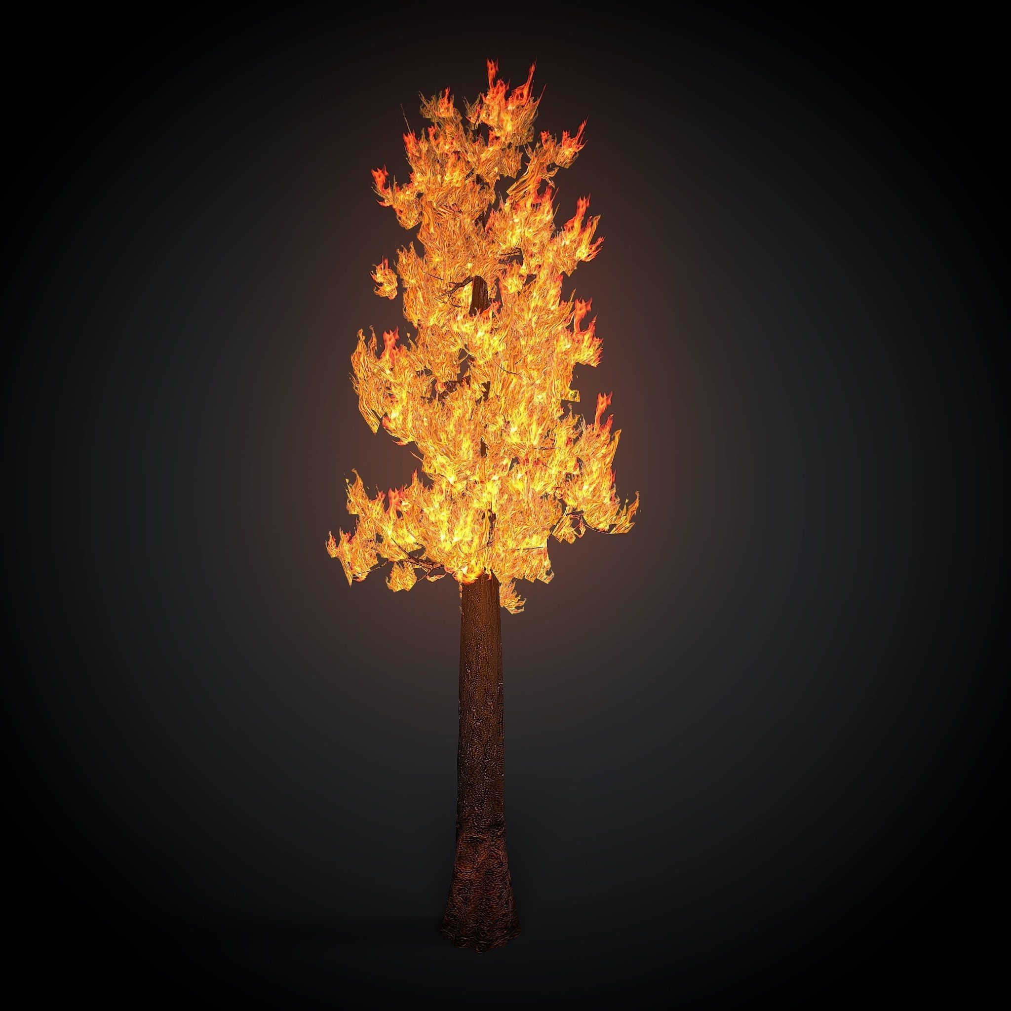 Burning tree big Low-poly 3D model_1