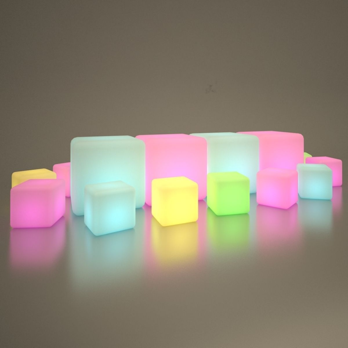 Illuminated Cubes 3D model_2