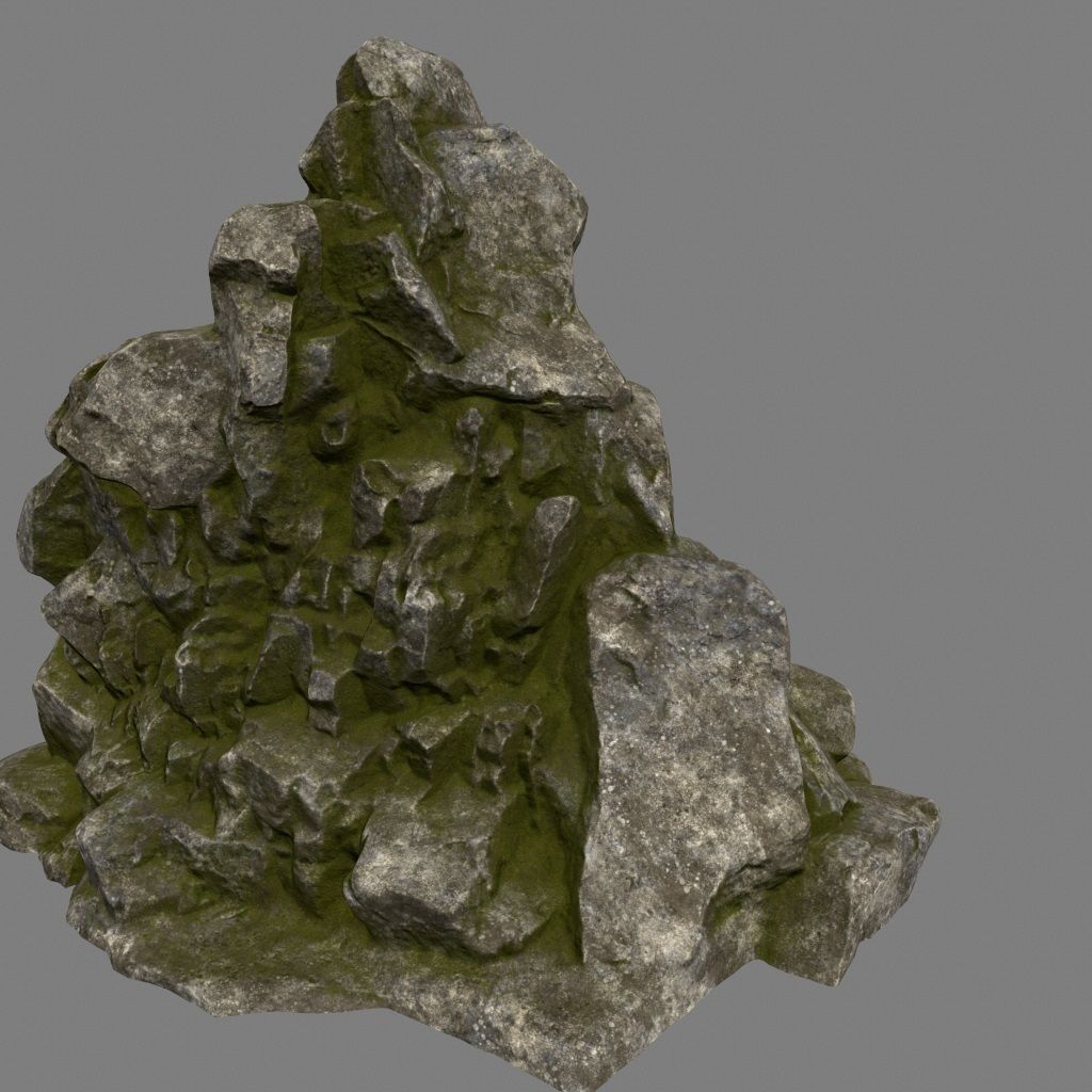 mossy rocks Low-poly 3D model_6
