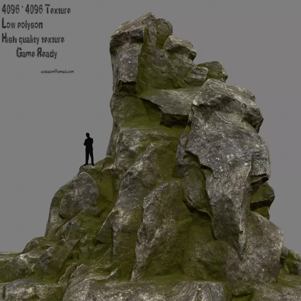 mossy rocks Low-poly 3D model_0