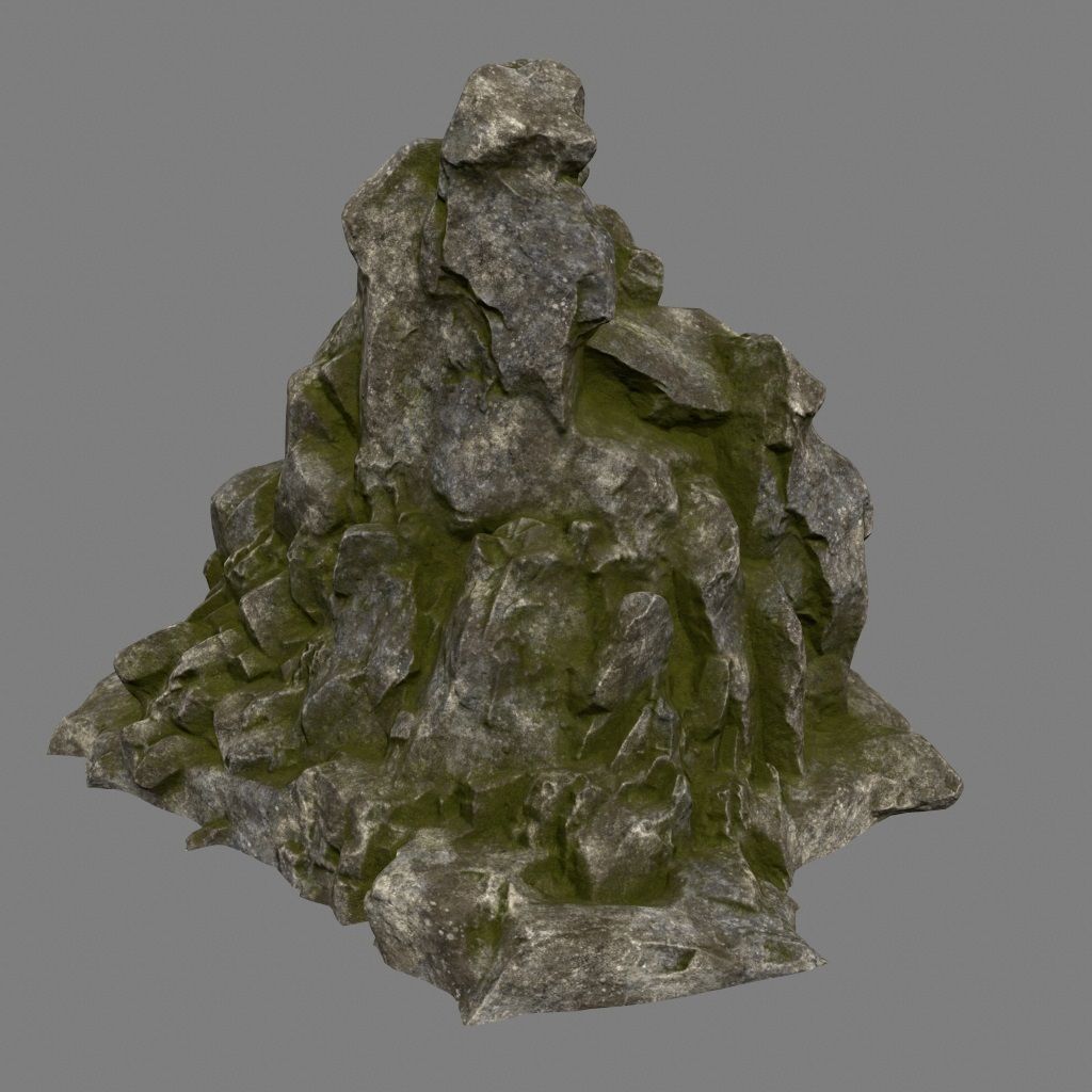 mossy rocks Low-poly 3D model_5