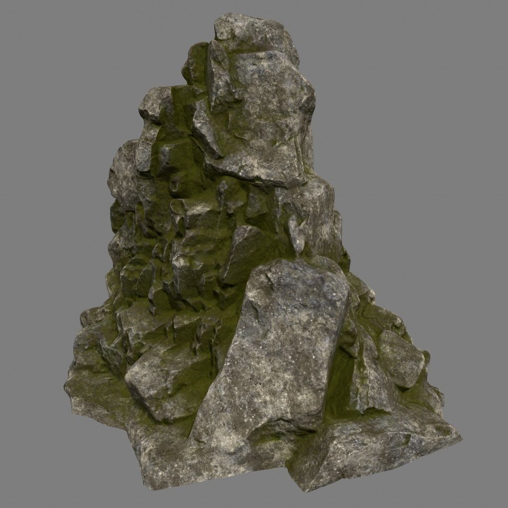 mossy rocks Low-poly 3D model_10