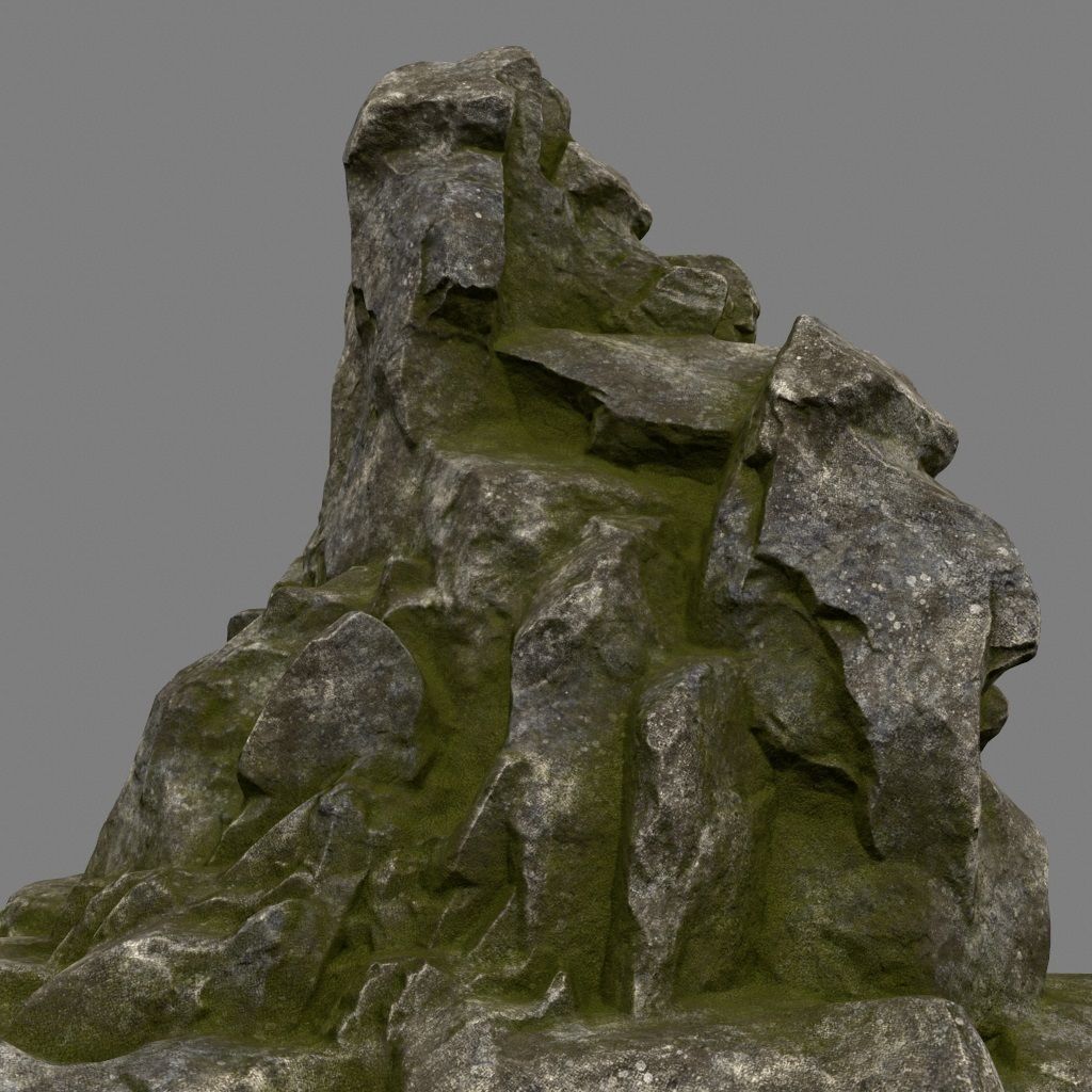 mossy rocks Low-poly 3D model_11