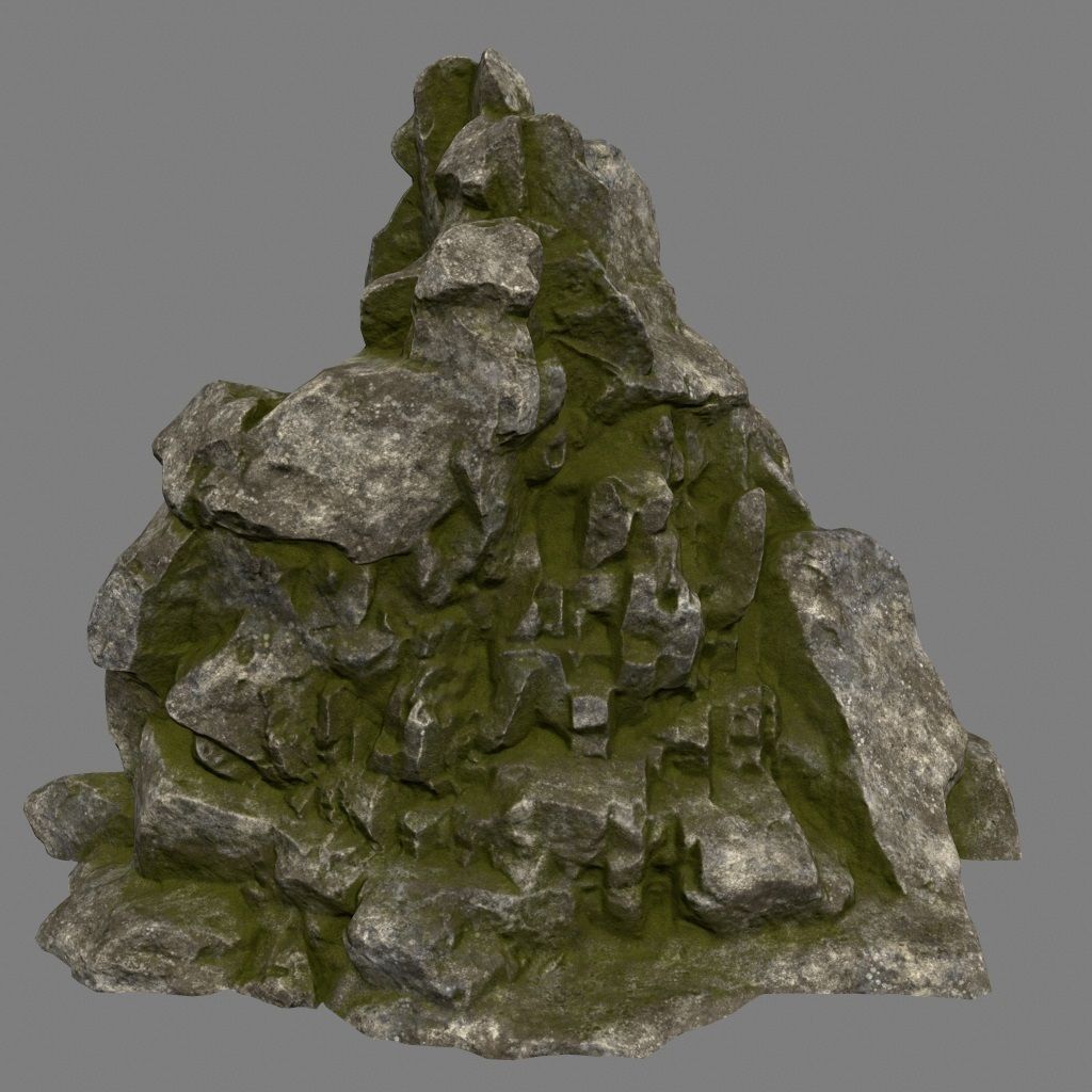 mossy rocks Low-poly 3D model_3