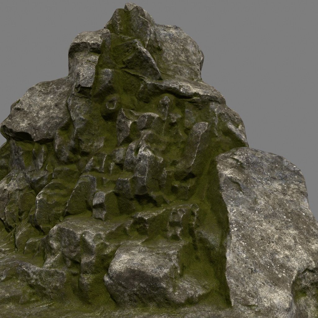 mossy rocks Low-poly 3D model_1