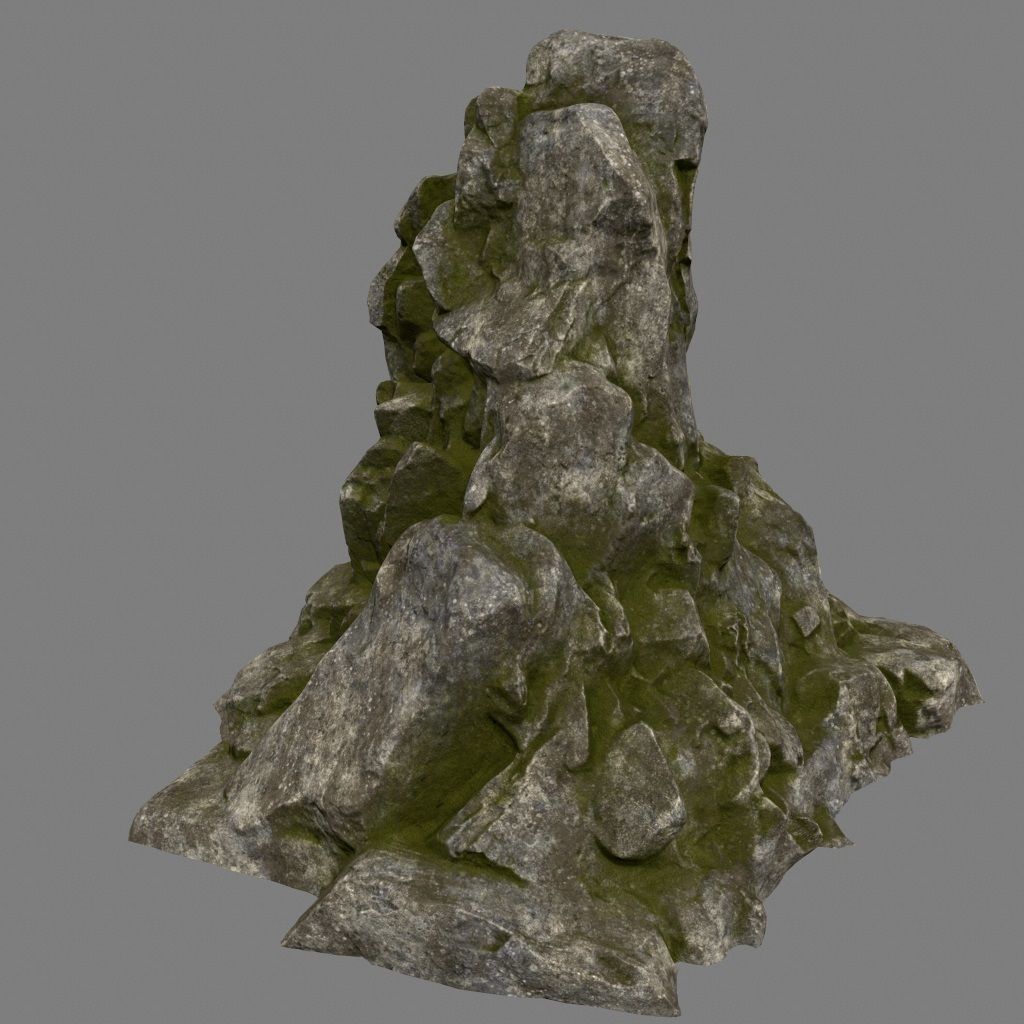 mossy rocks Low-poly 3D model_8