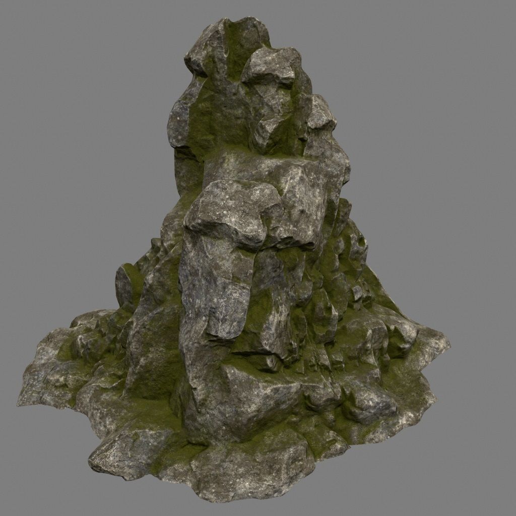 mossy rocks Low-poly 3D model_2