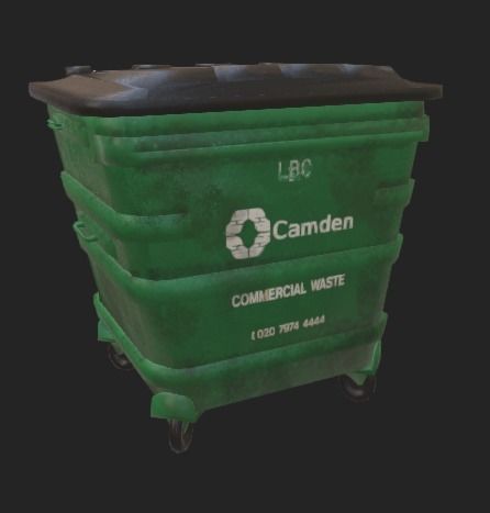 London Garbage Bin Low-poly 3D model_1