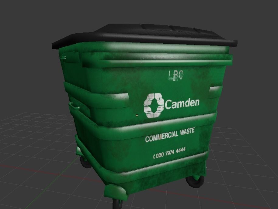 London Garbage Bin Low-poly 3D model_0
