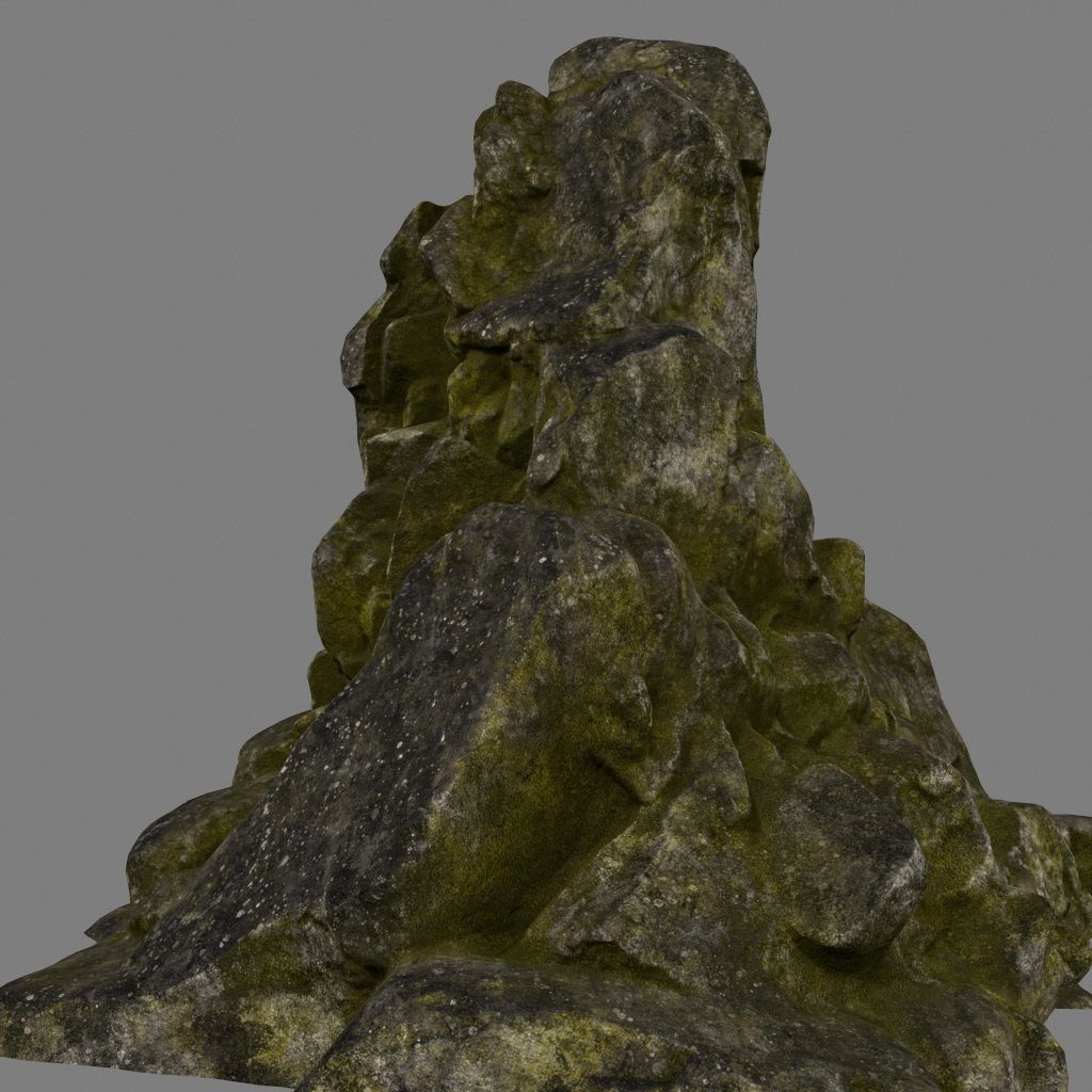 mossy rocks 1 Low-poly 3D model_1