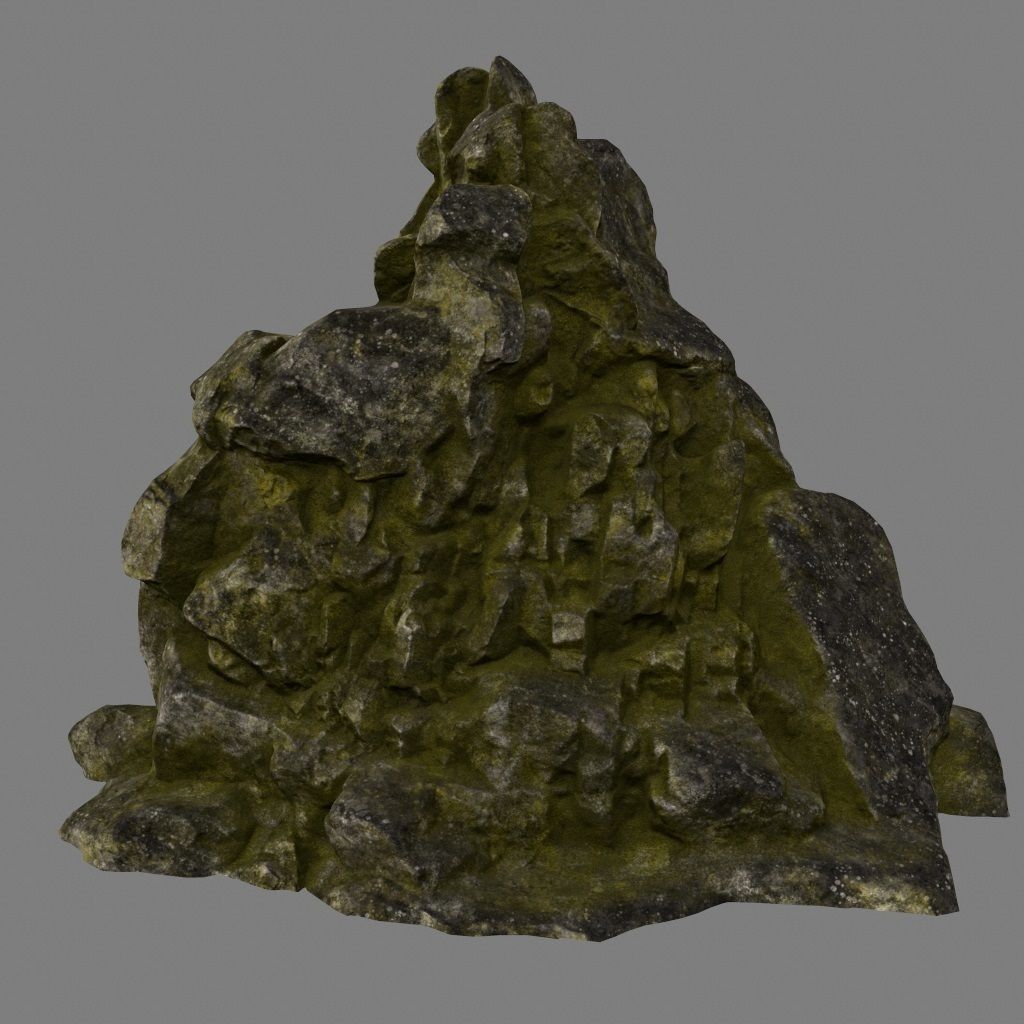 mossy rocks 1 Low-poly 3D model_3