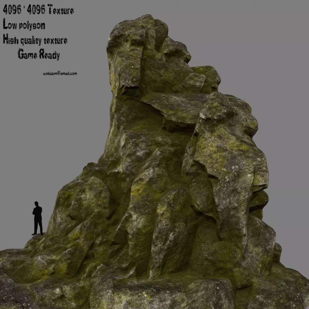 mossy rocks 1 Low-poly 3D model_0