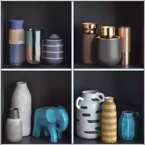 Decor Set different vases on shelf