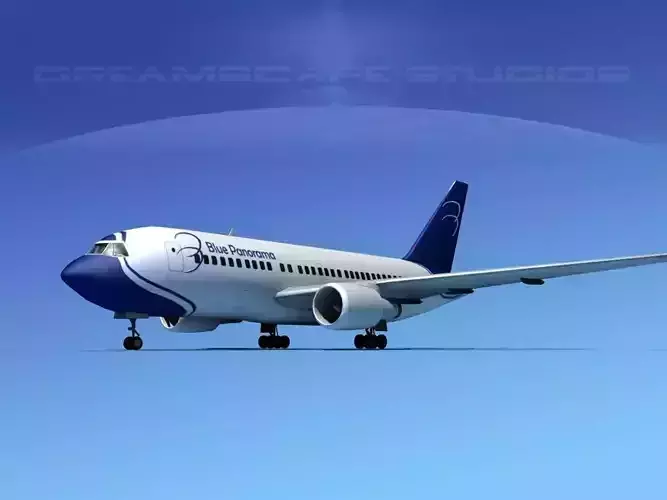 Boeing 767-200ER Blue Panorama 3D model