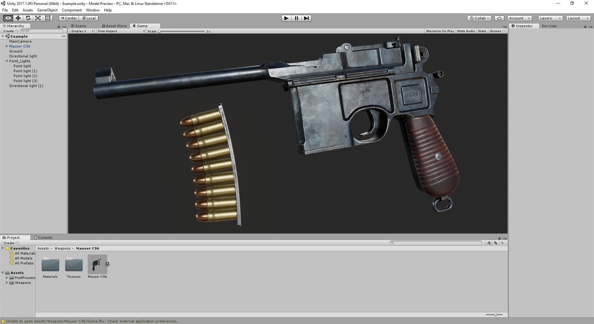 PBR Mauser C96 Low-poly 3D model_7