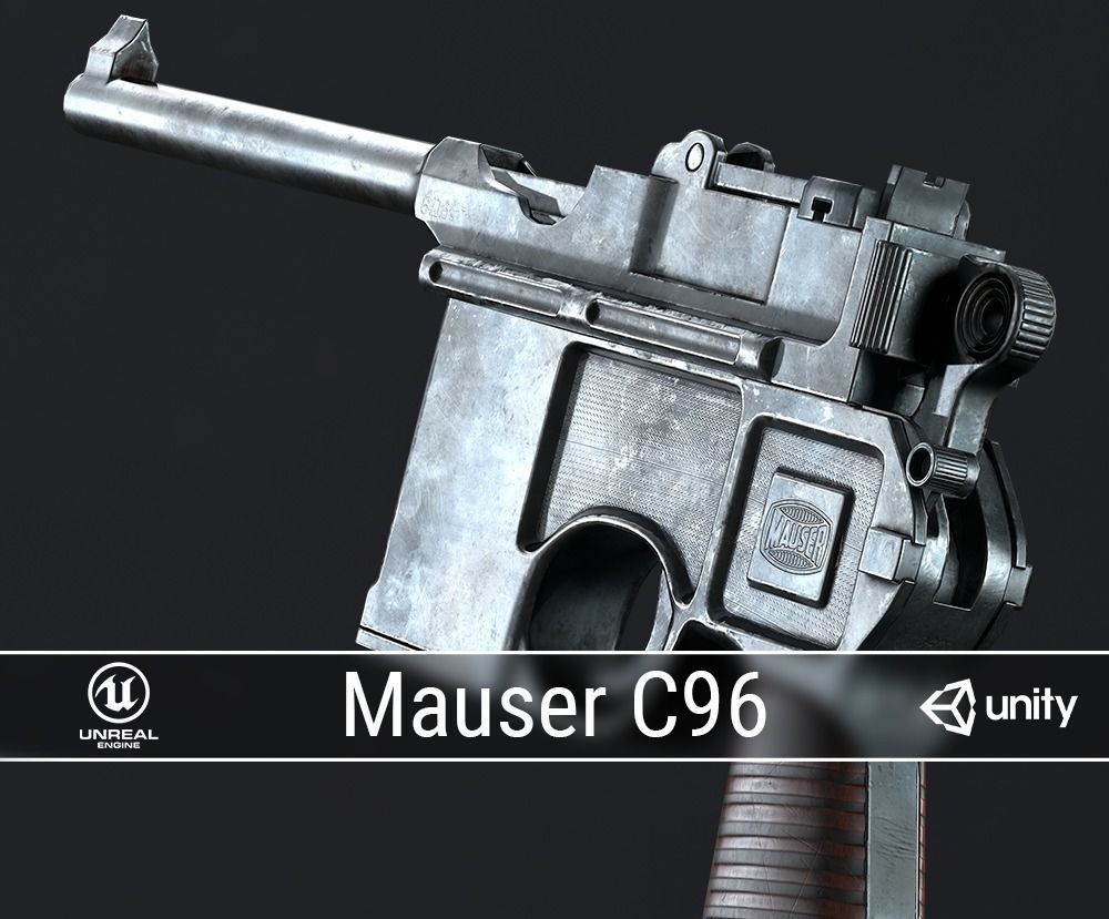 PBR Mauser C96 Low-poly 3D model_0