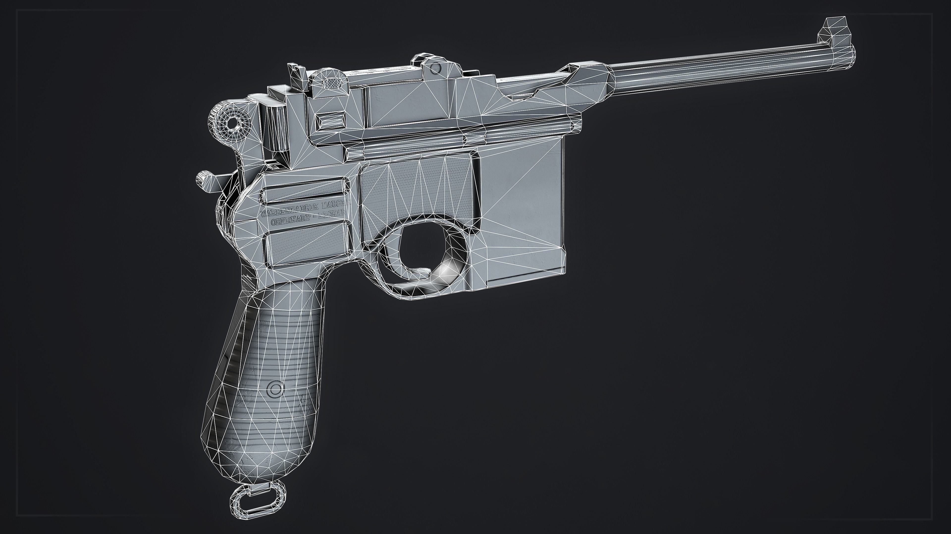 PBR Mauser C96 Low-poly 3D model_11