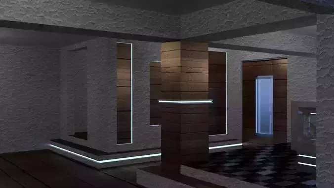 Apartament interior of futuristic house