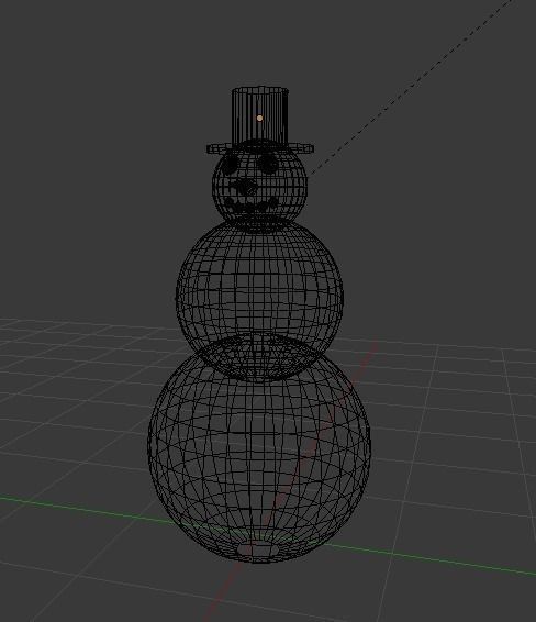 Snowman with top hat 3D model_4