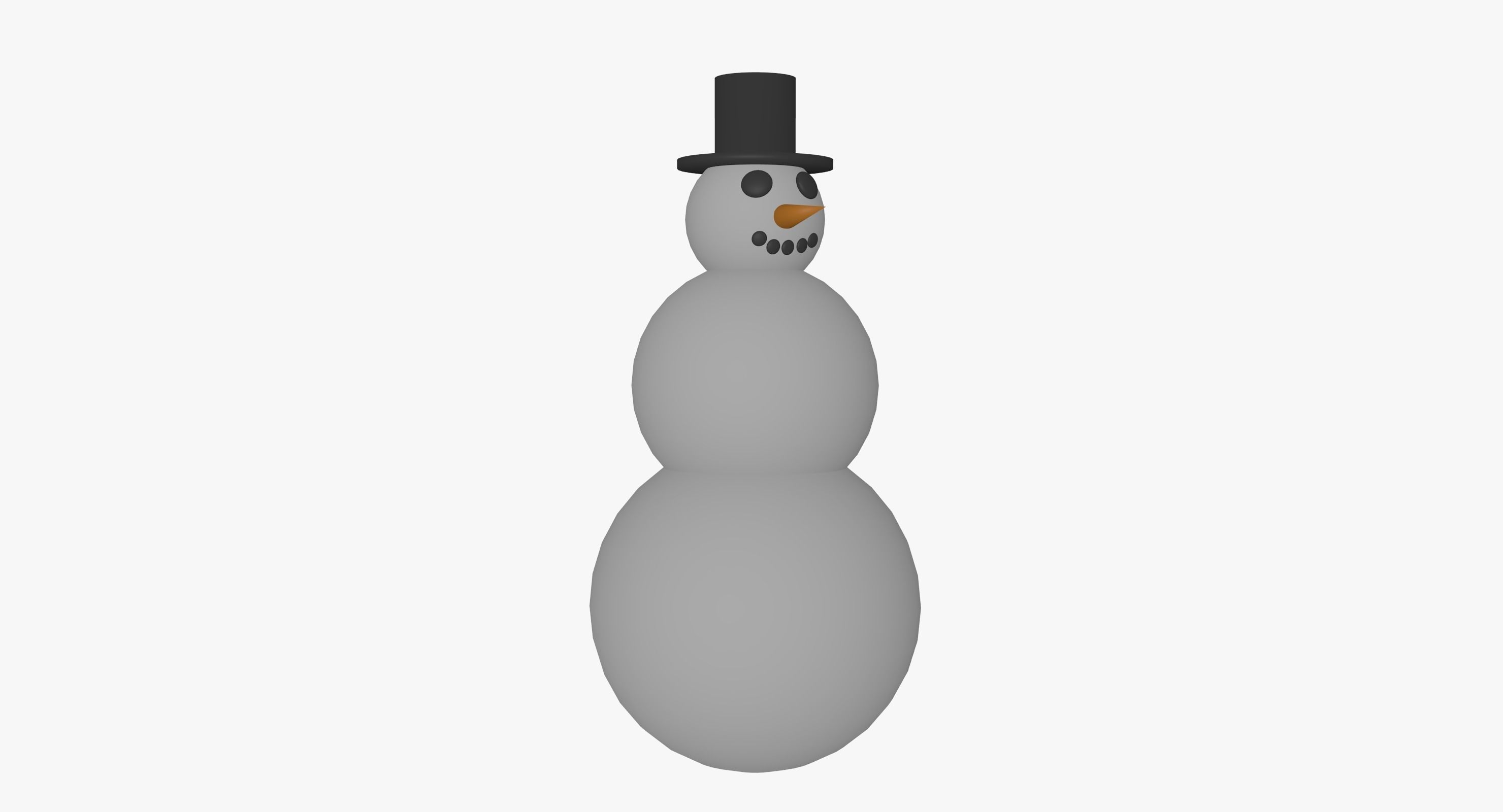Snowman with top hat 3D model_0