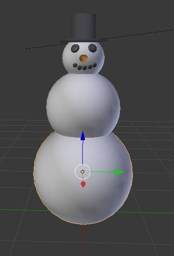 Snowman with top hat 3D model_6