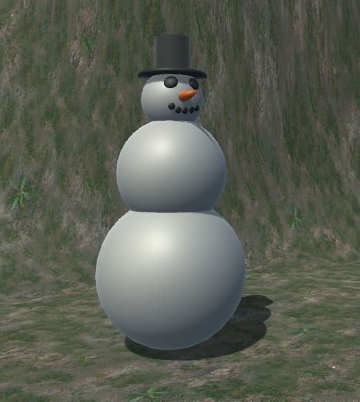 Snowman with top hat 3D model_1
