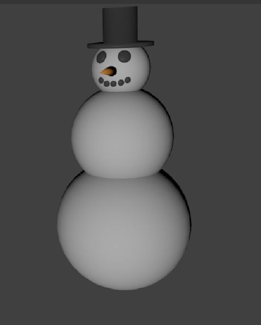 Snowman with top hat 3D model_5