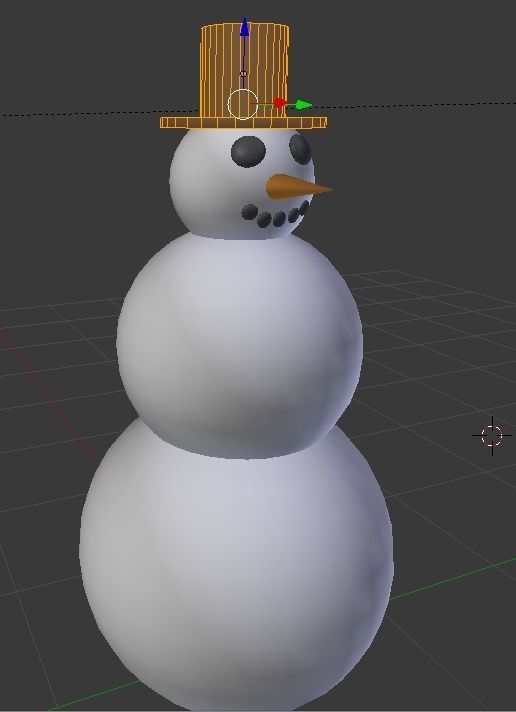 Snowman with top hat 3D model_2