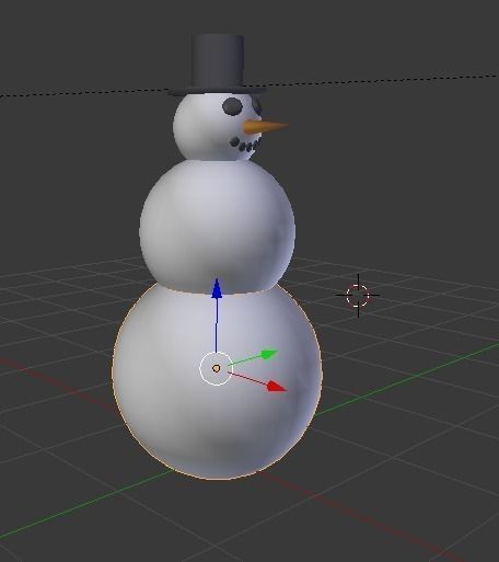 Snowman with top hat 3D model_3