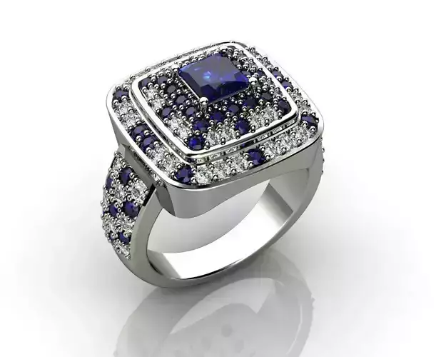 Sapphire and Diamond Ring in 18k White Gold