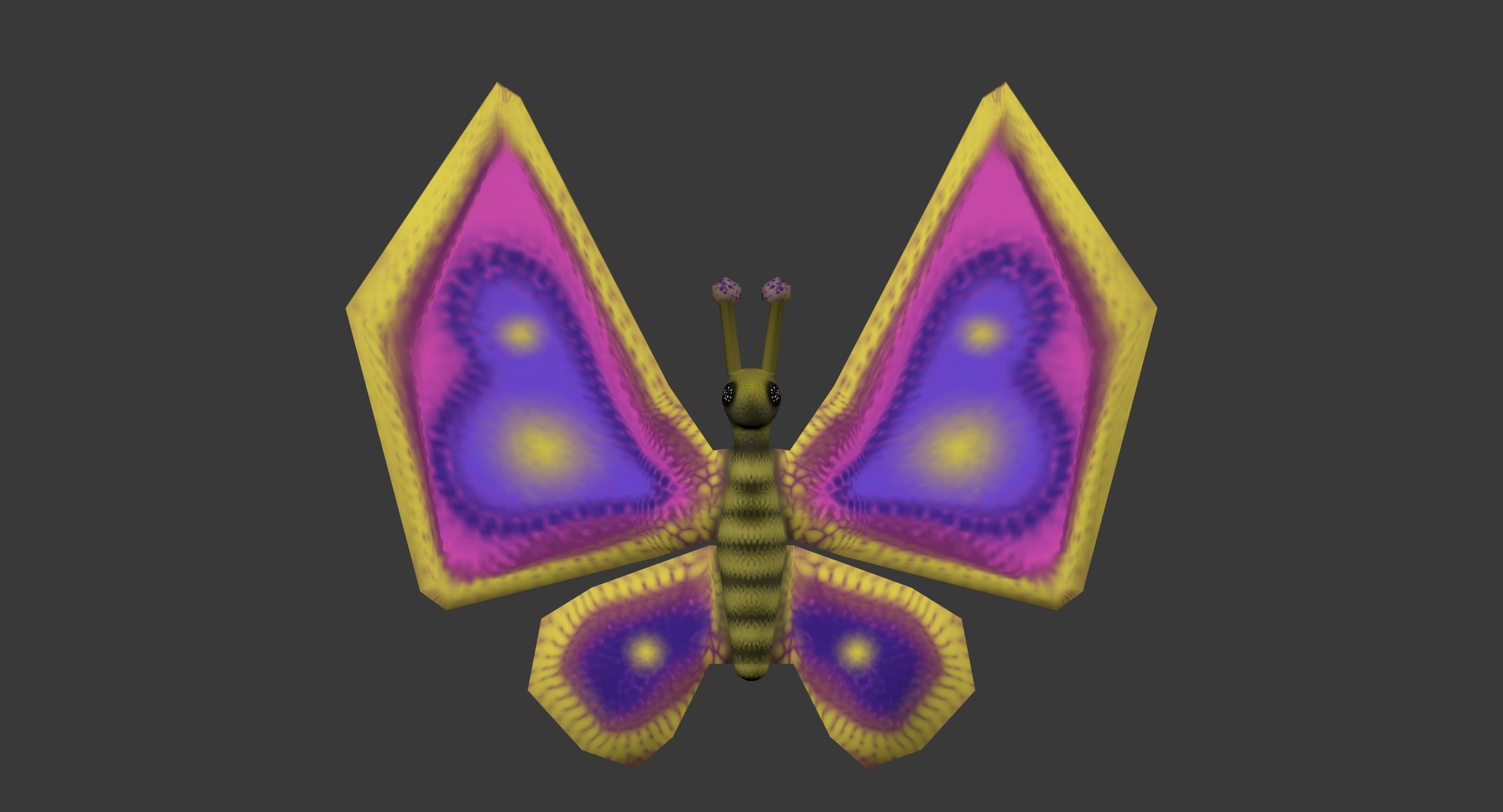 Cartoon butterfy  Low-poly 3D model_4