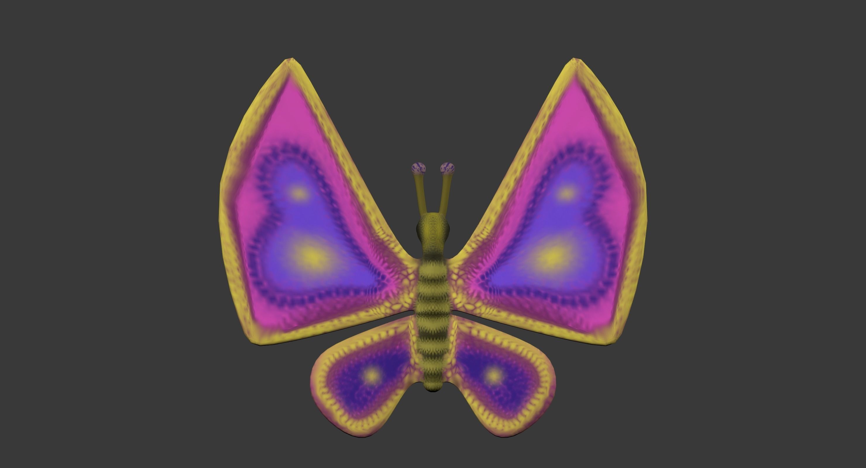 Cartoon butterfy  Low-poly 3D model_2