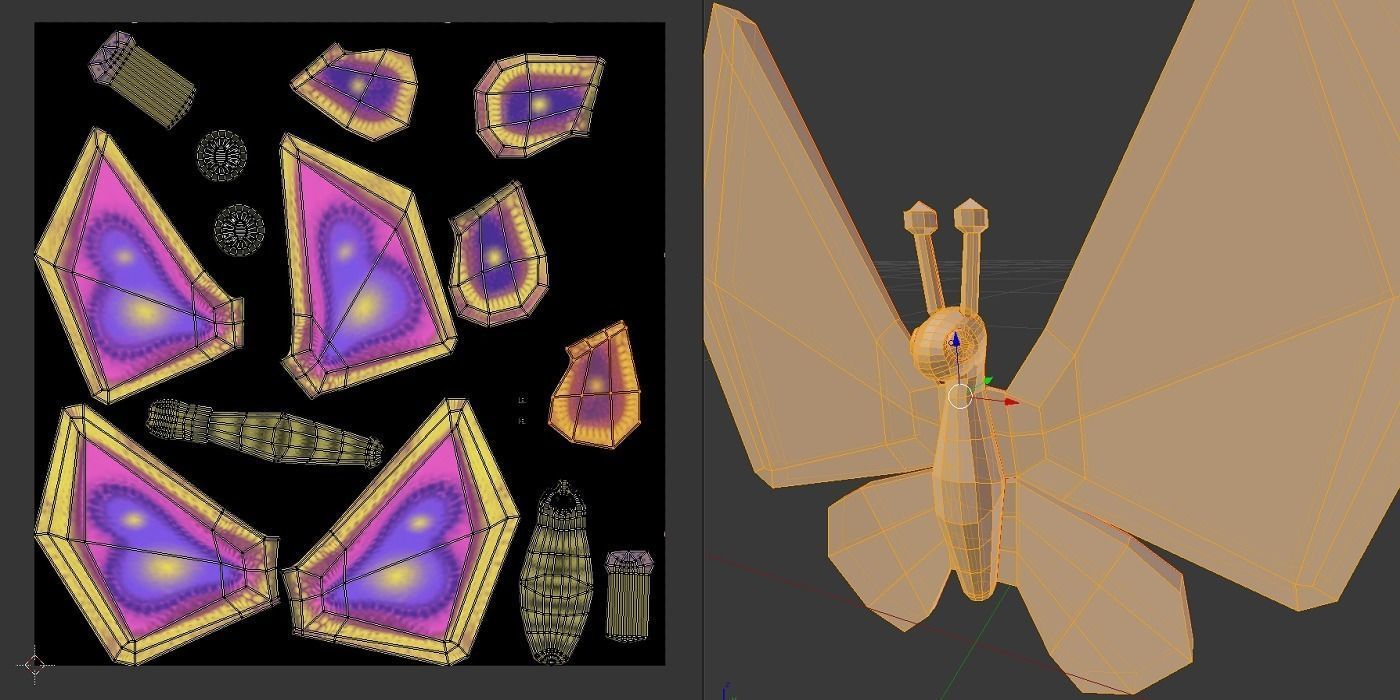 Cartoon butterfy  Low-poly 3D model_11