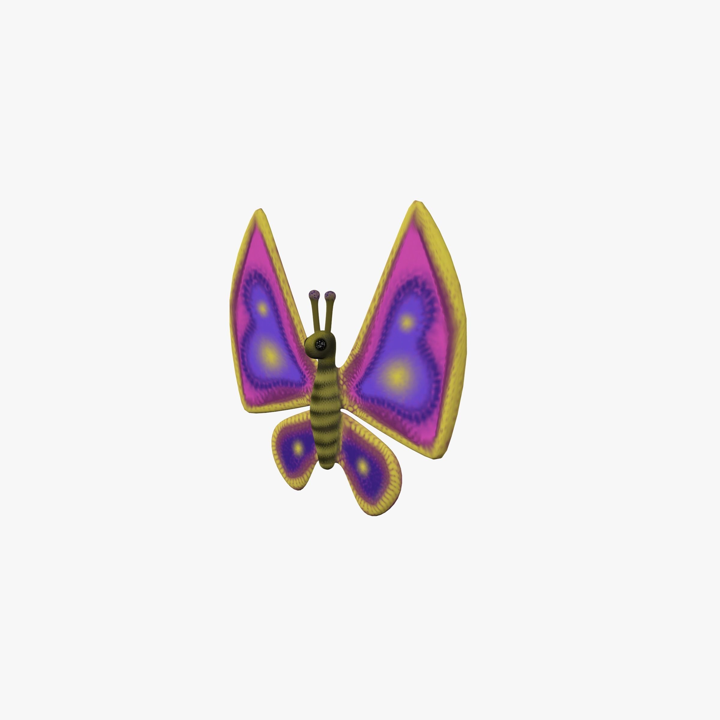 Cartoon butterfy  Low-poly 3D model_0