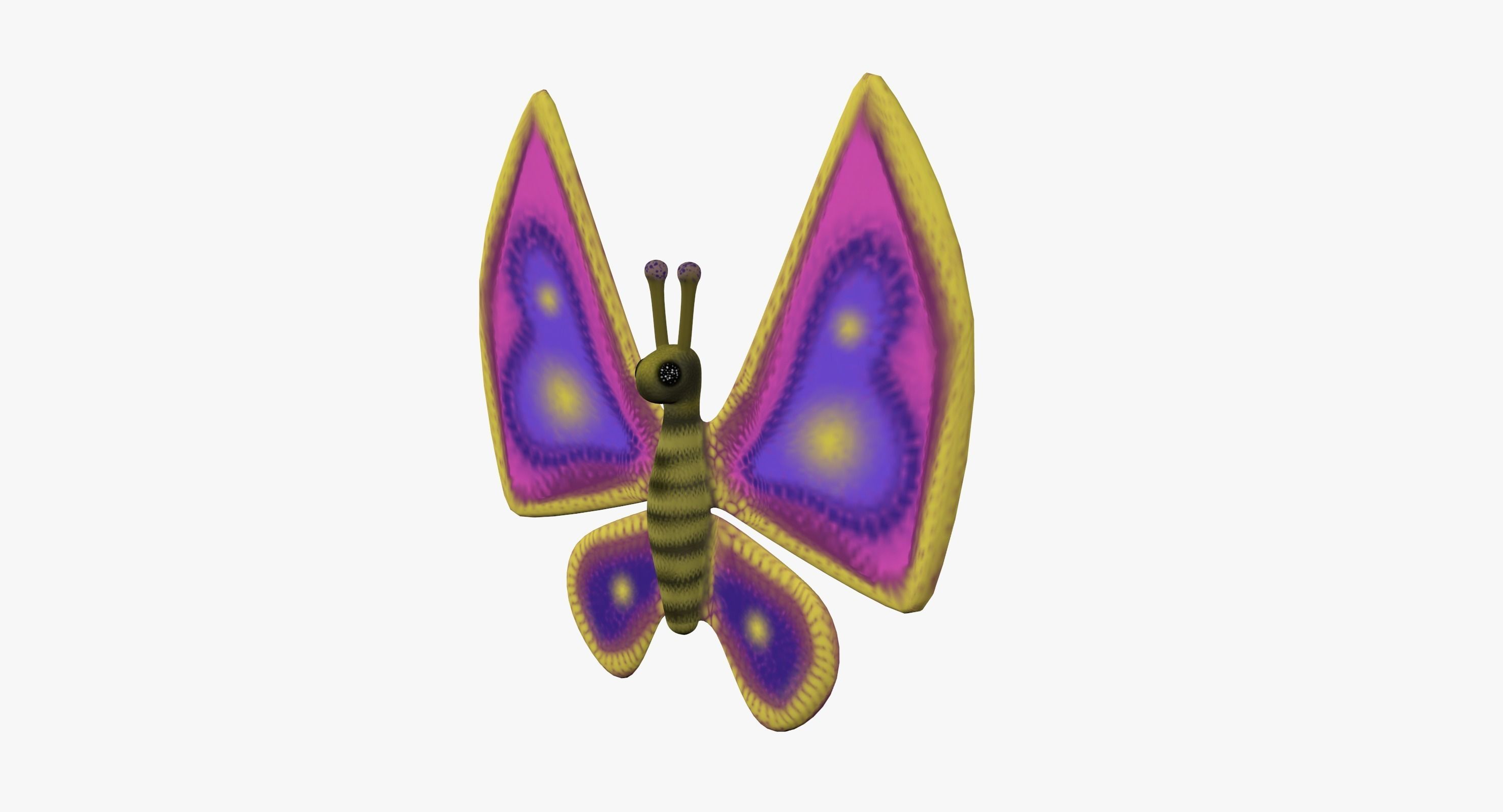 Cartoon butterfy  Low-poly 3D model_1