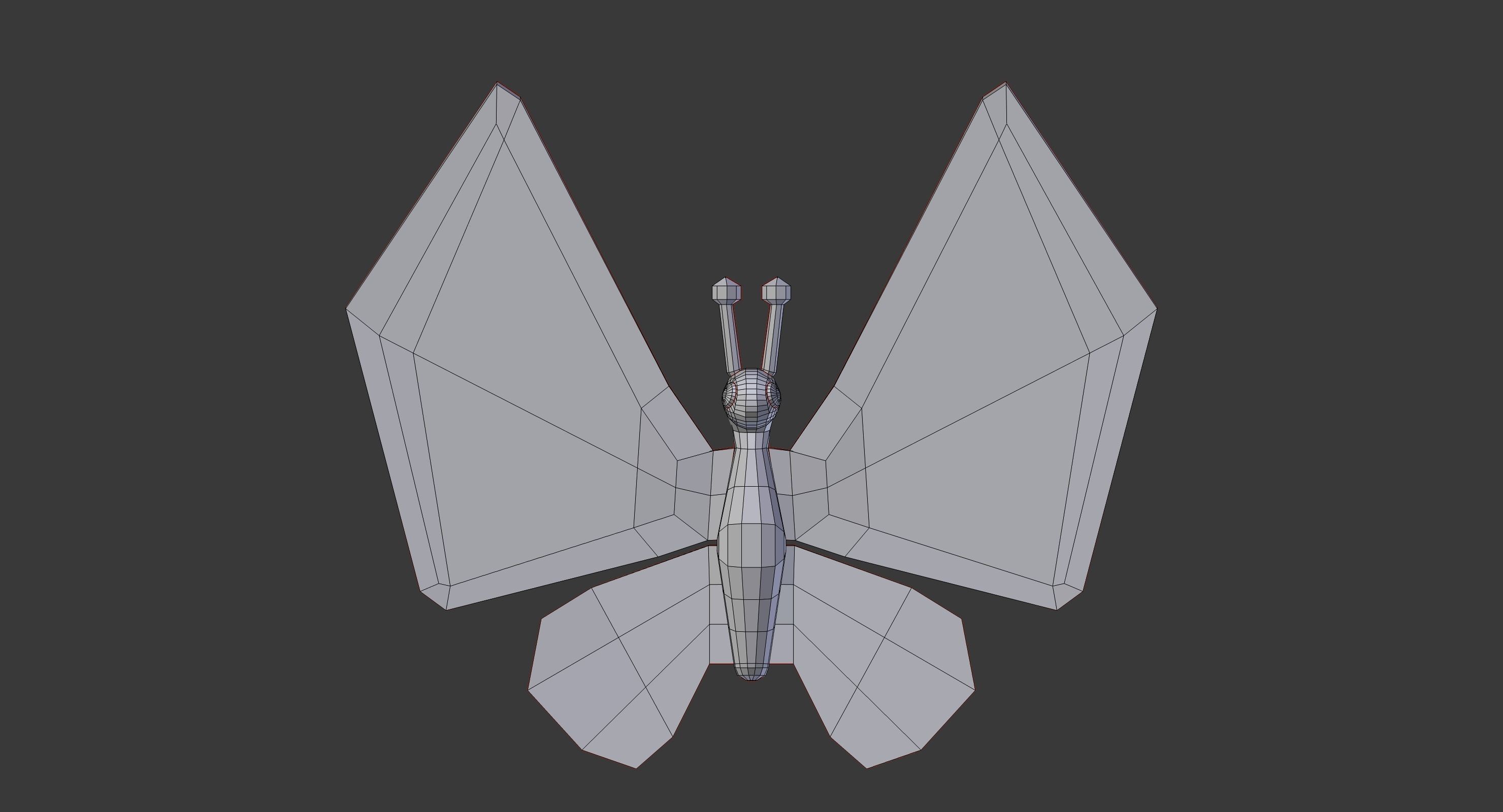 Cartoon butterfy  Low-poly 3D model_7