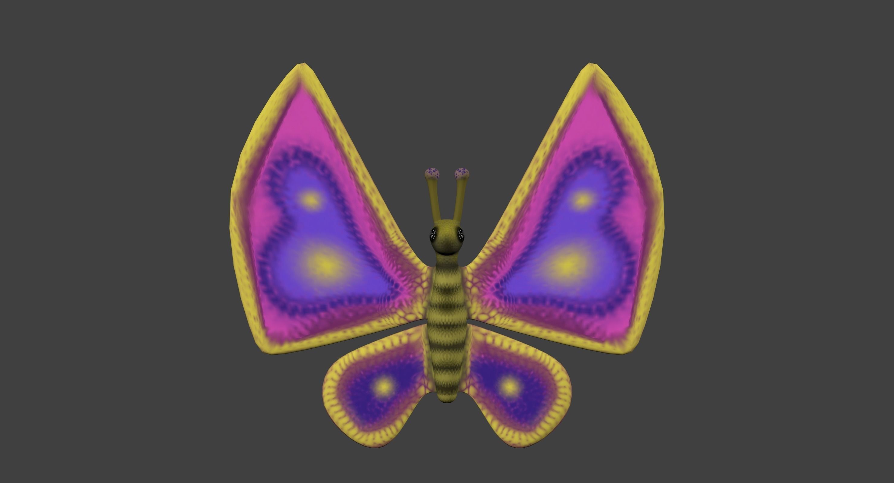 Cartoon butterfy  Low-poly 3D model_3