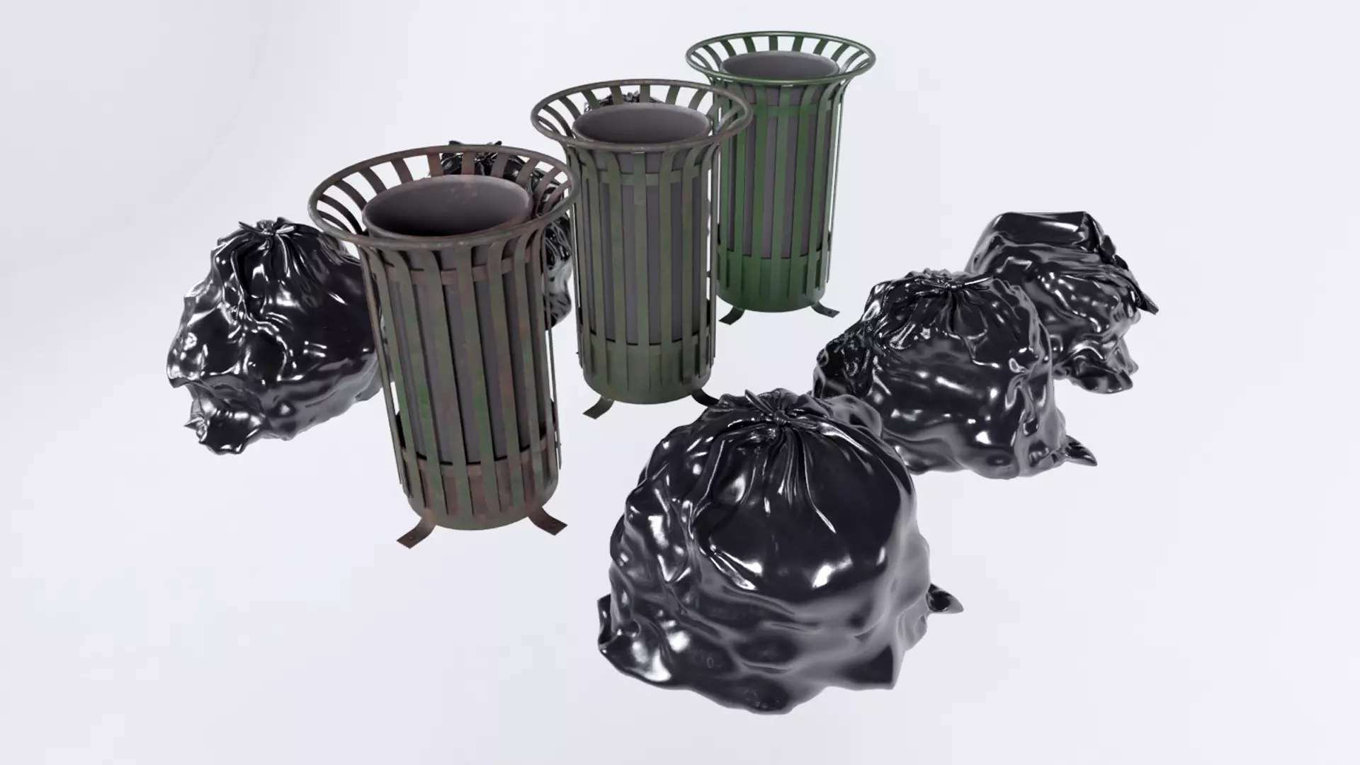Rubbish Bin - Trash Can Low-poly 3D model_0