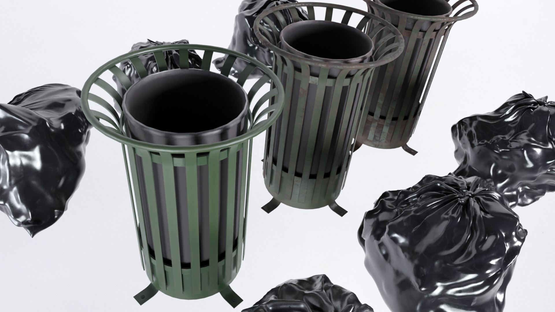Rubbish Bin - Trash Can Low-poly 3D model_3