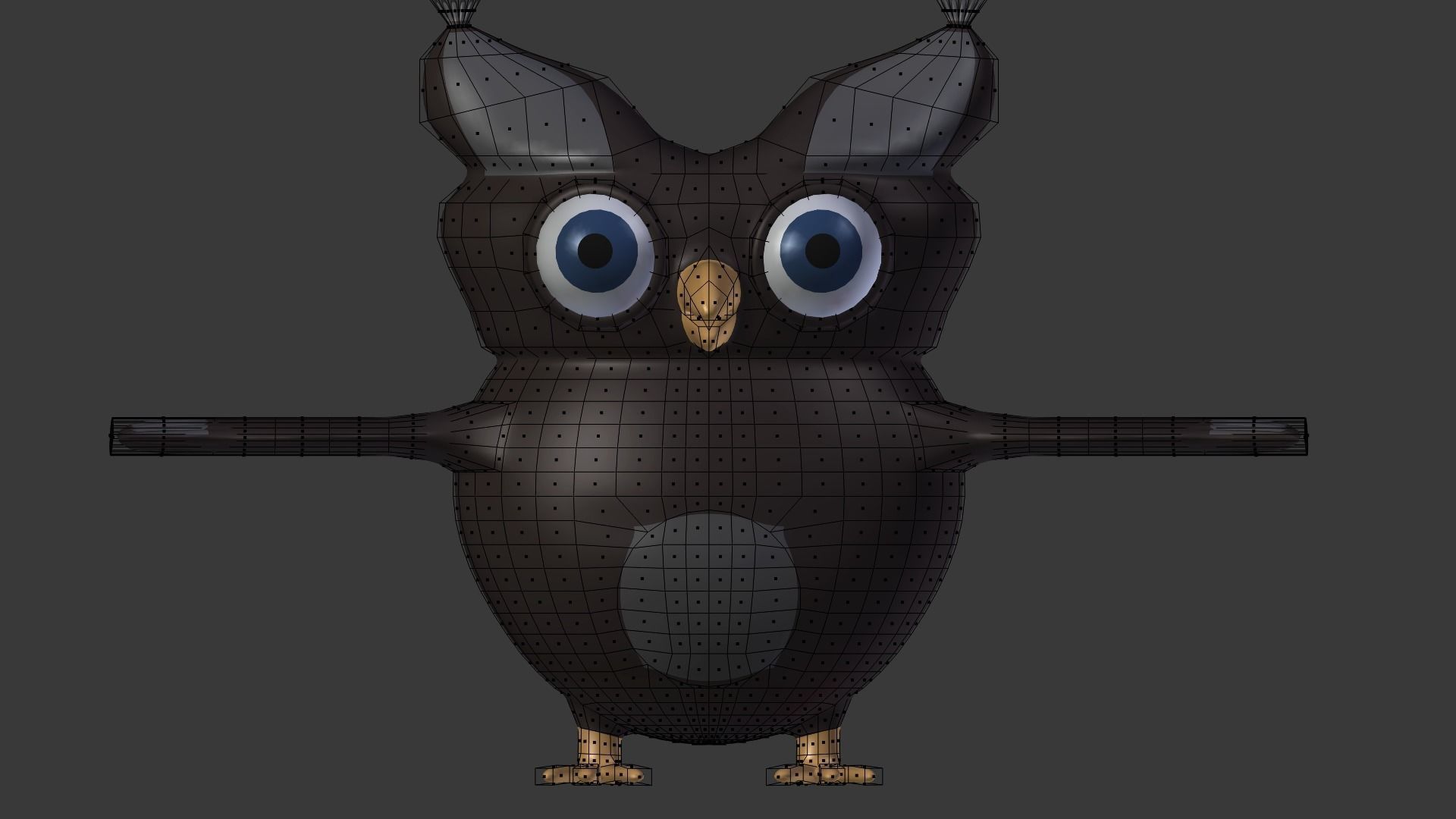Cartoon owl Low-poly 3D model_8