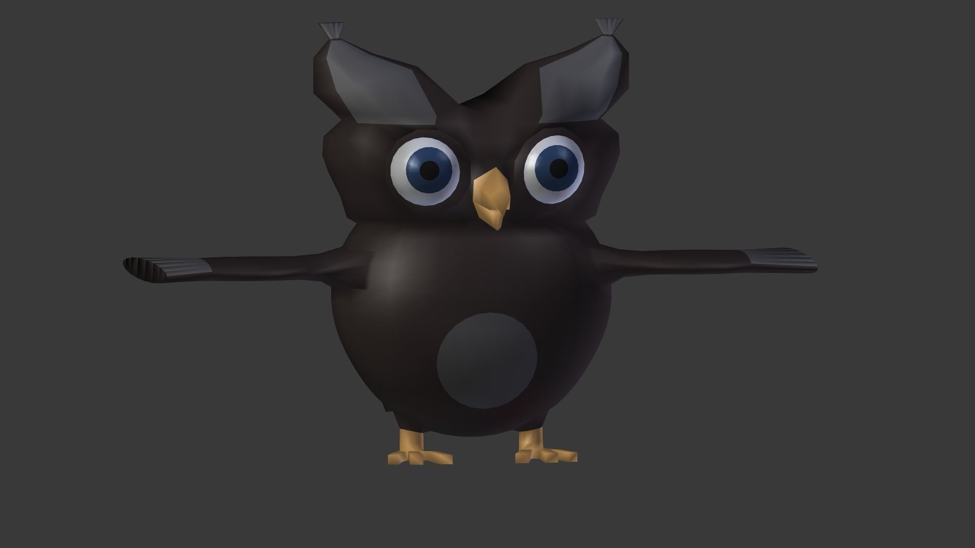 Cartoon owl Low-poly 3D model_4