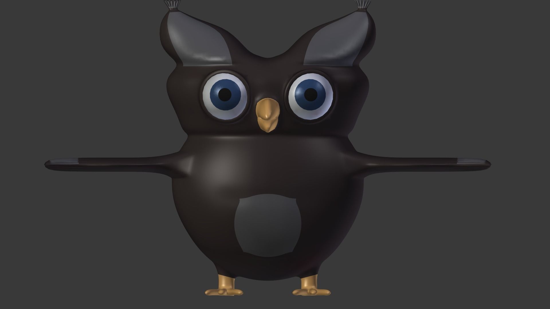 Cartoon owl Low-poly 3D model_1