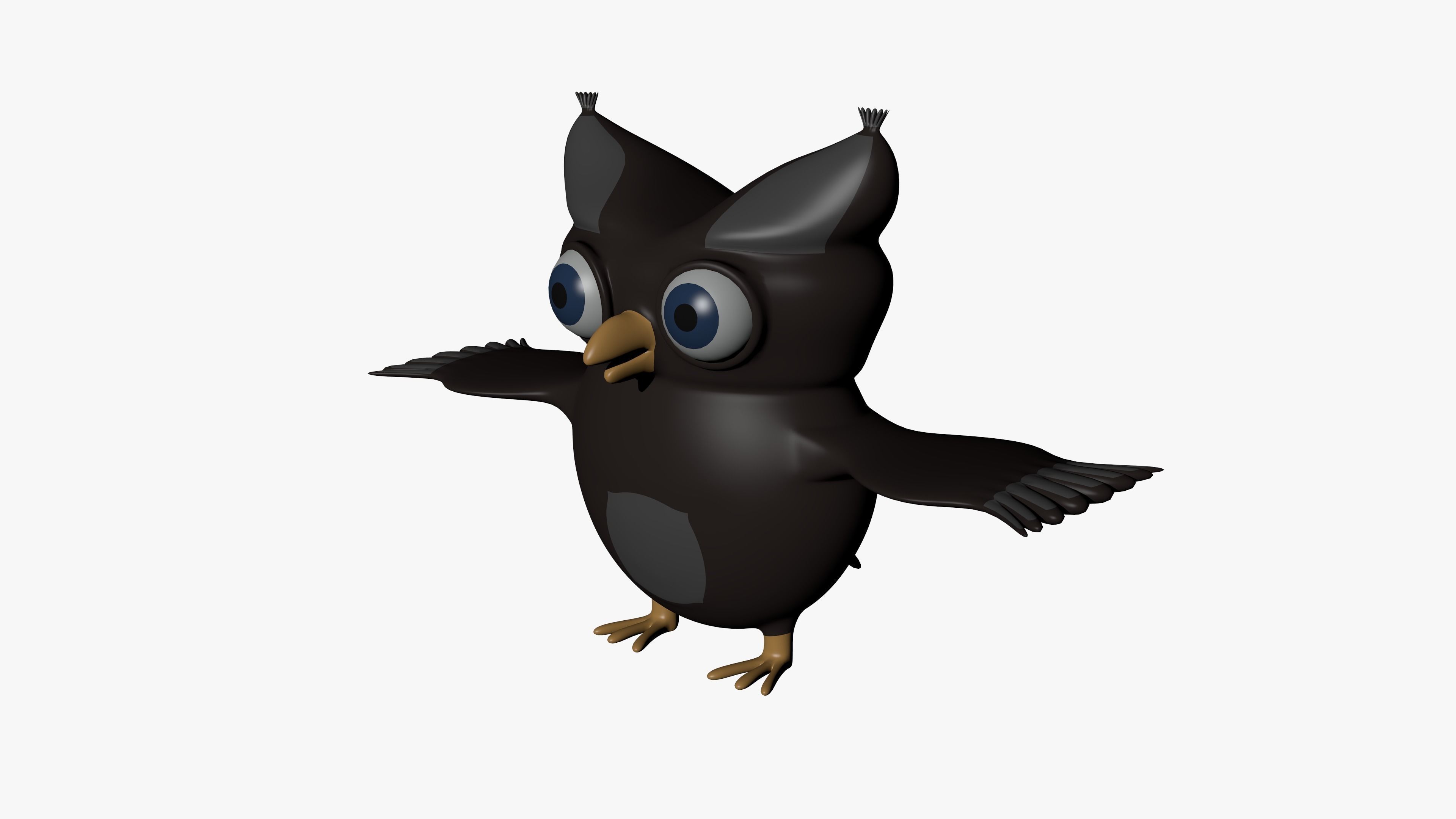 Cartoon owl Low-poly 3D model_0