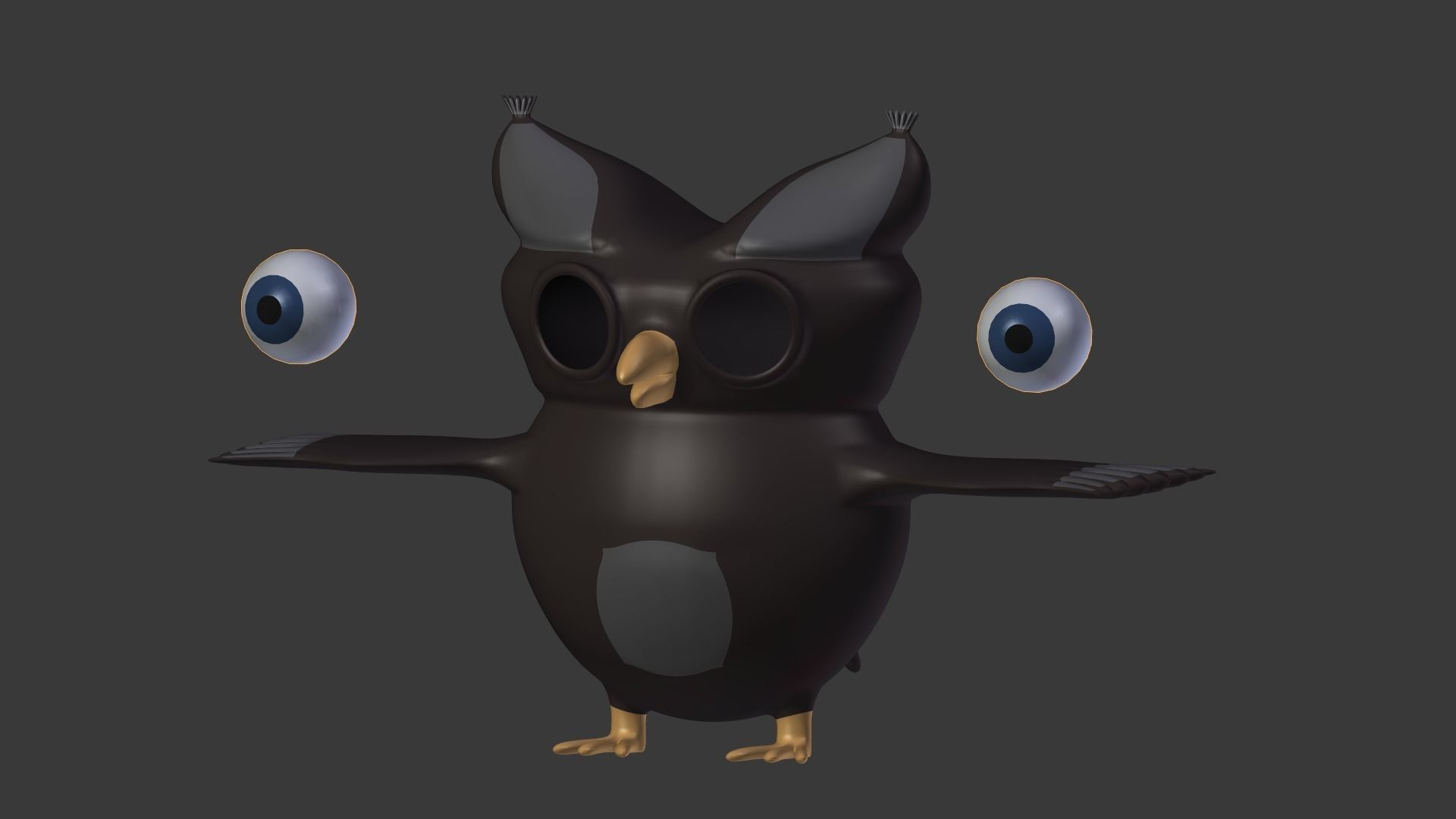 Cartoon owl Low-poly 3D model_15