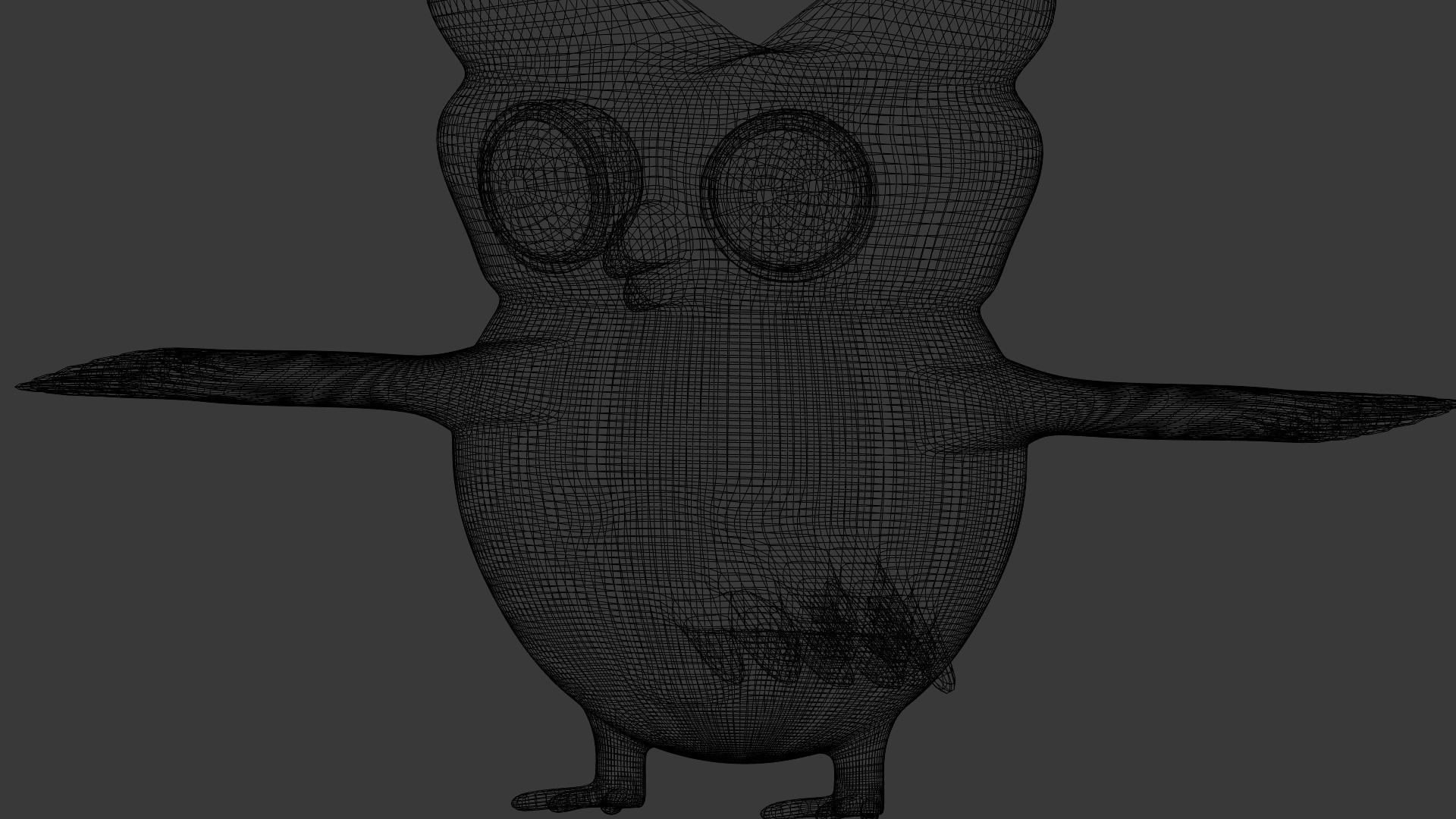 Cartoon owl Low-poly 3D model_3