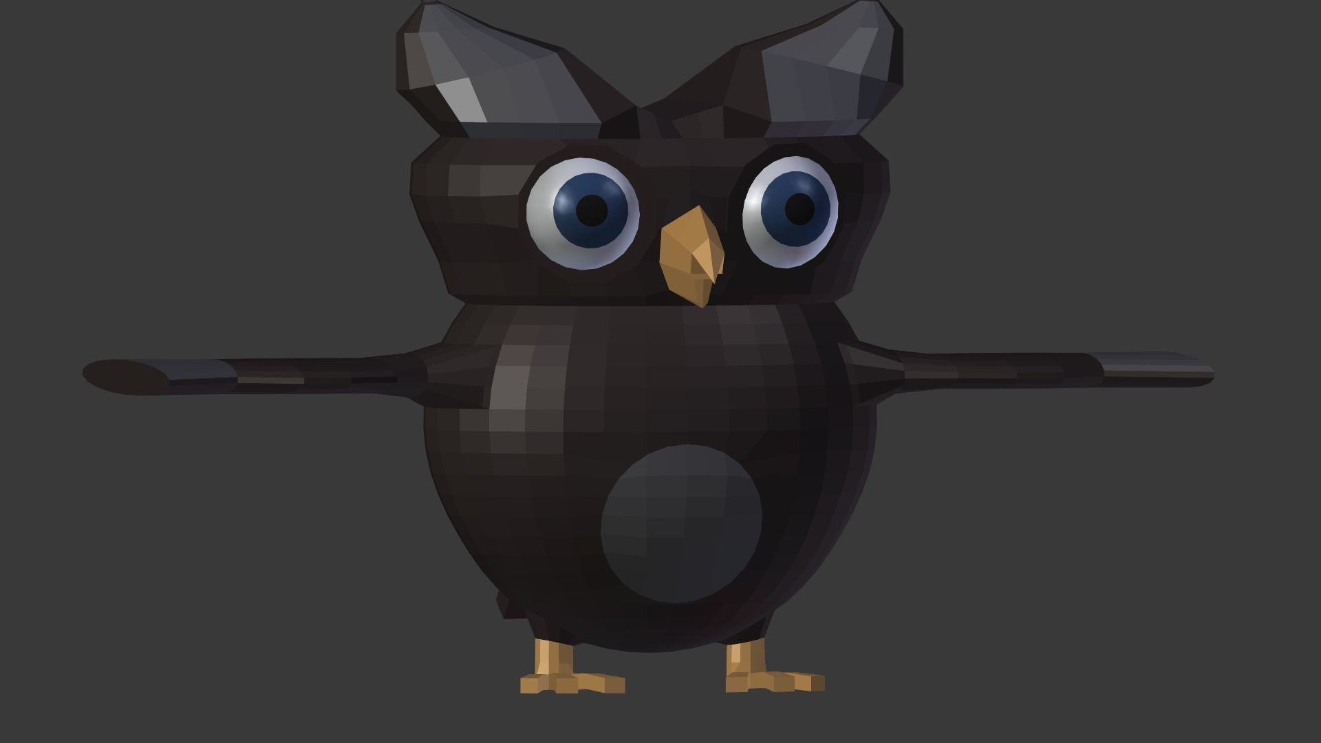 Cartoon owl Low-poly 3D model_7