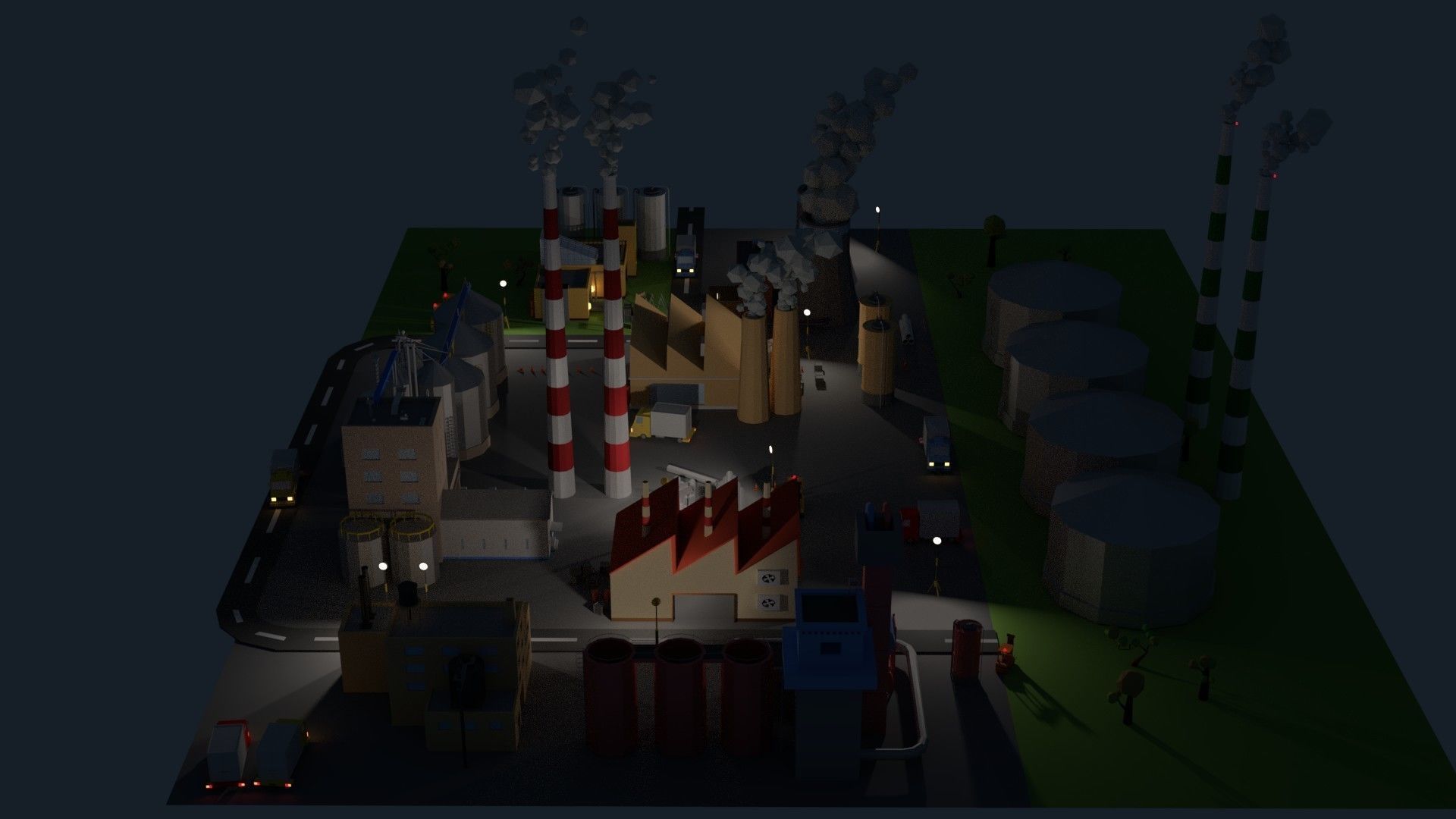 Low Poly Industrial Complex Pack Low-poly 3D model_9