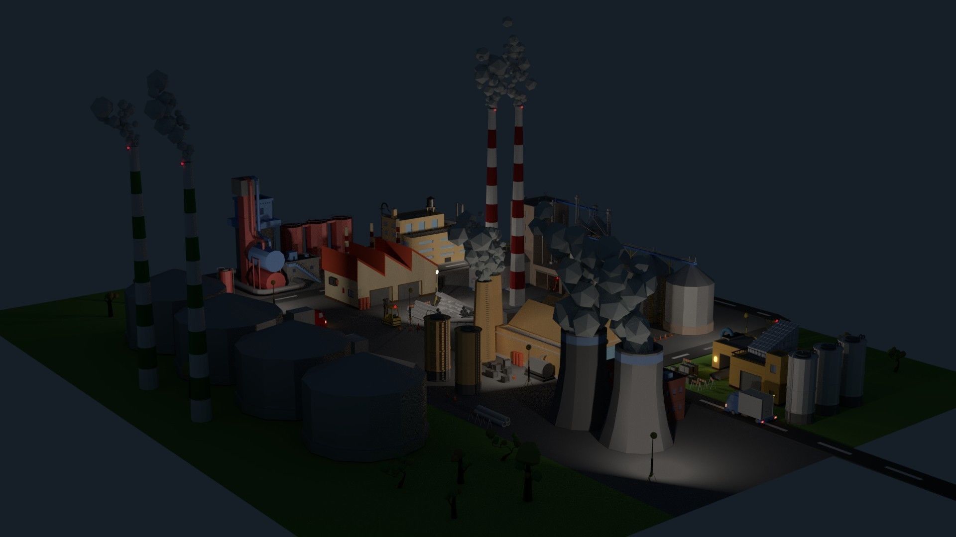 Low Poly Industrial Complex Pack Low-poly 3D model_8